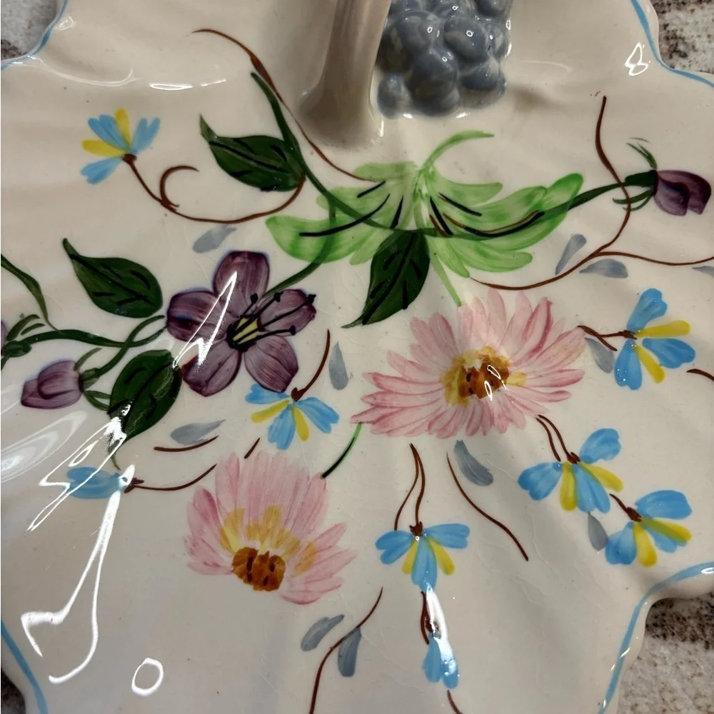 Vintage Blue Ridge Southern Potteries hand painted leaf handled tray